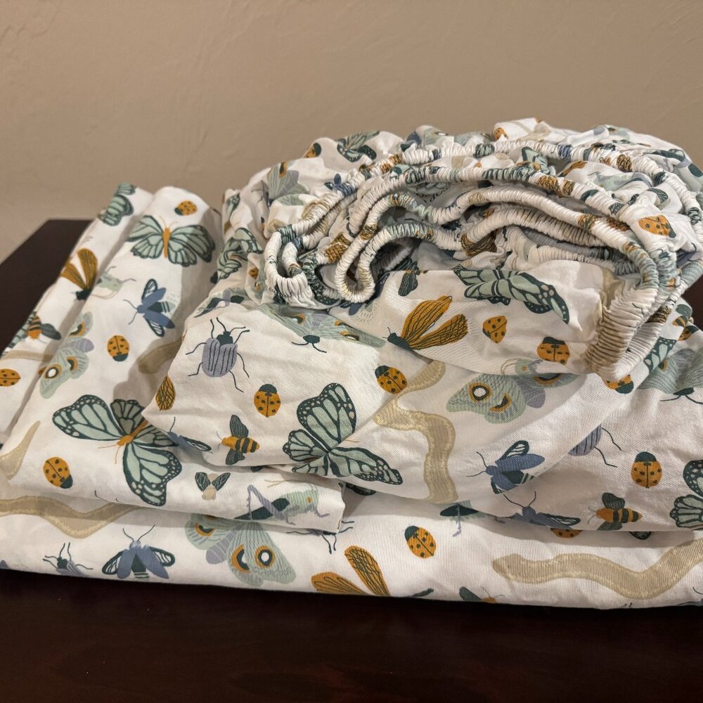 Pillowfort Insect Print 100% cotton Kids Full Size Sheet Set